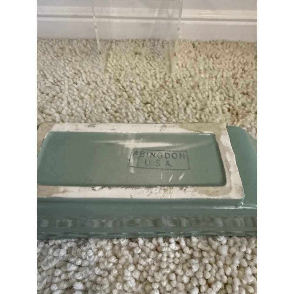 Vintage Abingdon Green Art Pottery Art Deco Style Planter
